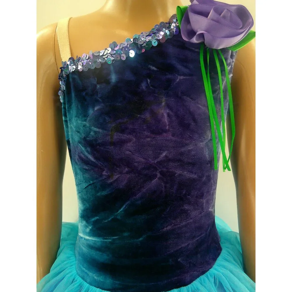 Pre-Owned Dance Costume Medium Child Blue A Wish Come True V553 Ballet Lyrical